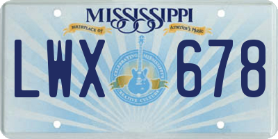 MS license plate LWX678