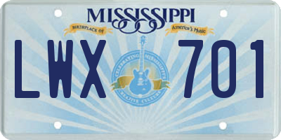 MS license plate LWX701