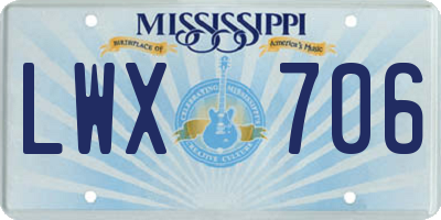 MS license plate LWX706