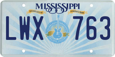 MS license plate LWX763