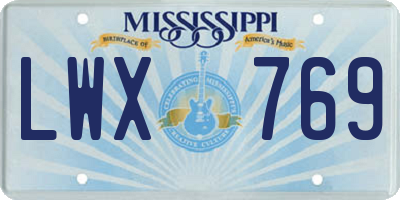 MS license plate LWX769