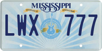 MS license plate LWX777