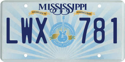 MS license plate LWX781