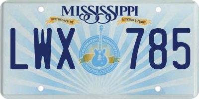 MS license plate LWX785