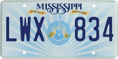 MS license plate LWX834