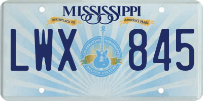 MS license plate LWX845