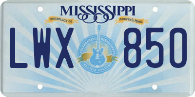 MS license plate LWX850