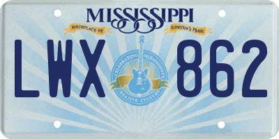 MS license plate LWX862