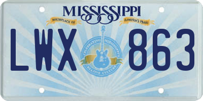 MS license plate LWX863