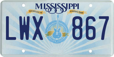 MS license plate LWX867