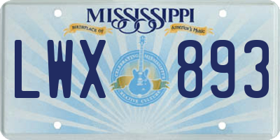 MS license plate LWX893