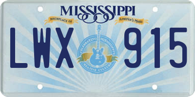 MS license plate LWX915
