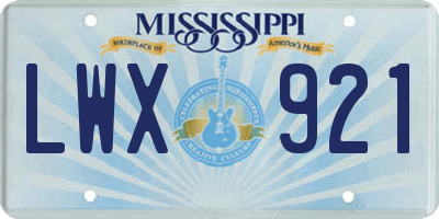 MS license plate LWX921