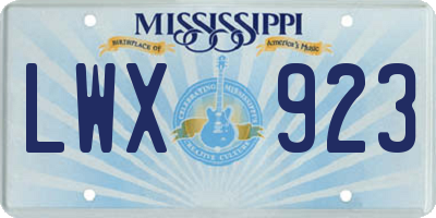 MS license plate LWX923