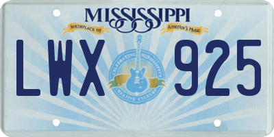 MS license plate LWX925