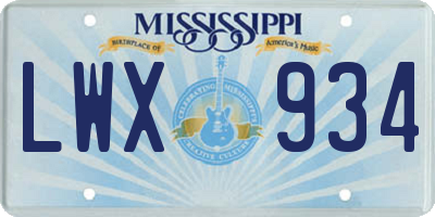 MS license plate LWX934