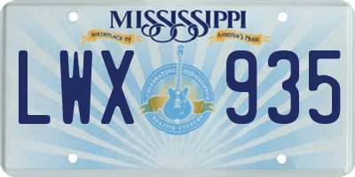 MS license plate LWX935