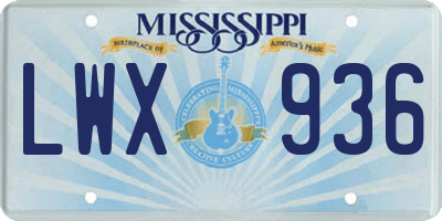 MS license plate LWX936