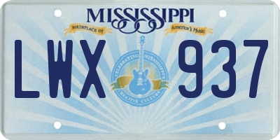 MS license plate LWX937