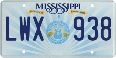 MS license plate LWX938