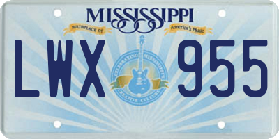 MS license plate LWX955