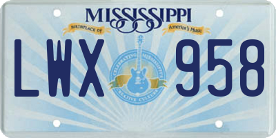 MS license plate LWX958