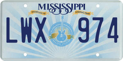 MS license plate LWX974