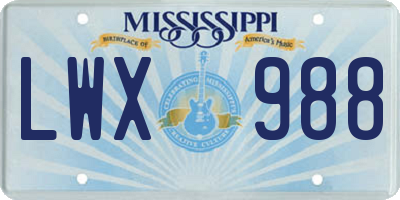MS license plate LWX988