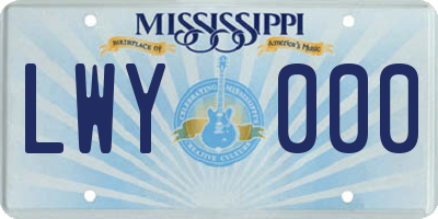 MS license plate LWY000