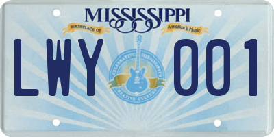 MS license plate LWY001