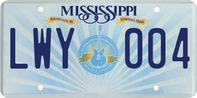 MS license plate LWY004