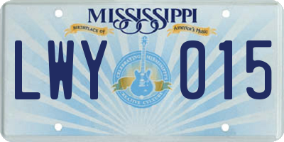 MS license plate LWY015