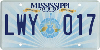 MS license plate LWY017