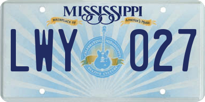 MS license plate LWY027