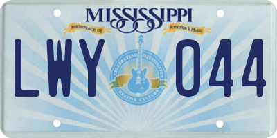 MS license plate LWY044