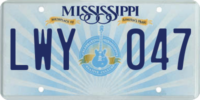 MS license plate LWY047
