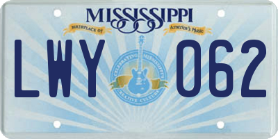 MS license plate LWY062