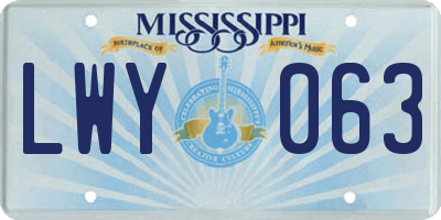 MS license plate LWY063