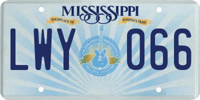 MS license plate LWY066