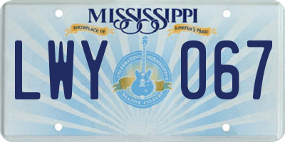 MS license plate LWY067