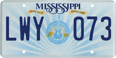 MS license plate LWY073