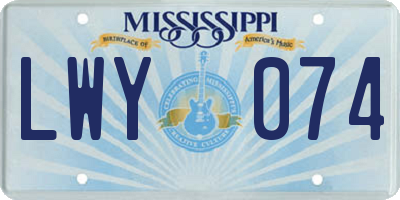 MS license plate LWY074