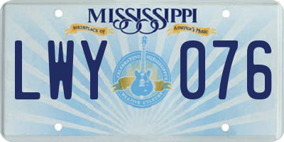 MS license plate LWY076