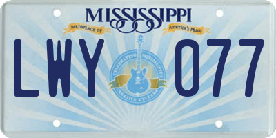 MS license plate LWY077