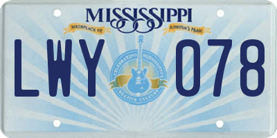 MS license plate LWY078