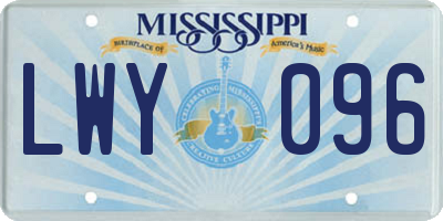 MS license plate LWY096