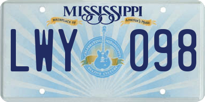 MS license plate LWY098