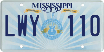 MS license plate LWY110