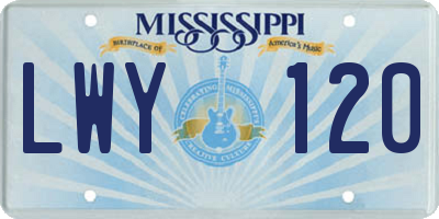 MS license plate LWY120
