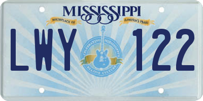 MS license plate LWY122